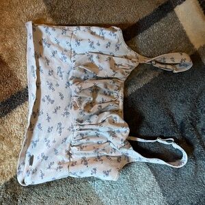 Hollister Blue Floral Ruffle Top